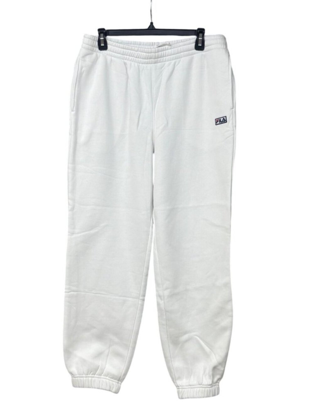 FILA women's Fleece Joggers, White, Sz. L